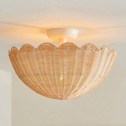 Andrew Natural Flower Rattan Flush Mount Ceiling Light