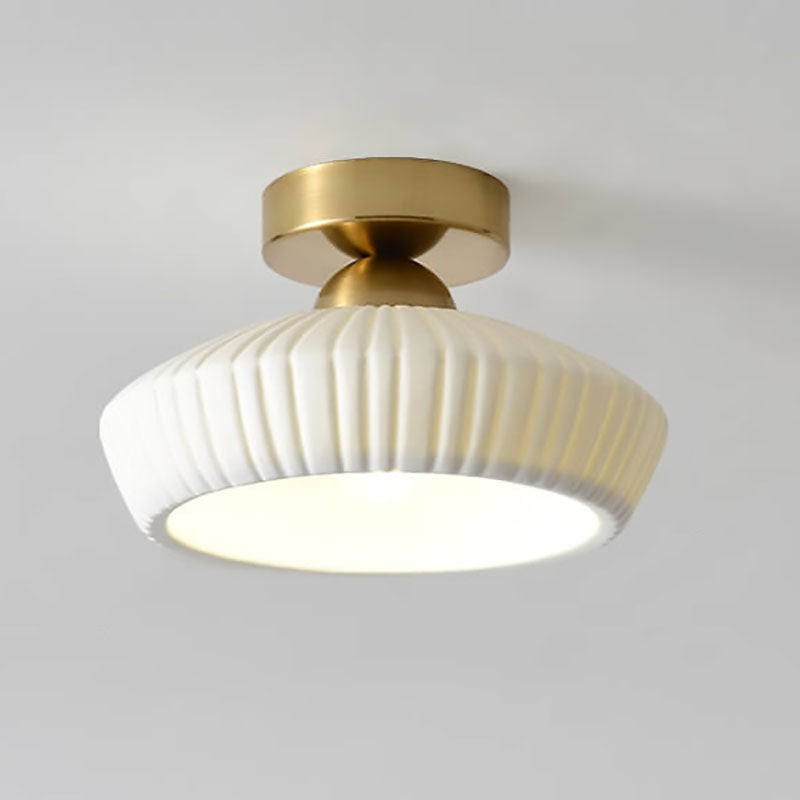 Rethen Light Luxury White Round Textured Ceramic Ceiling Light