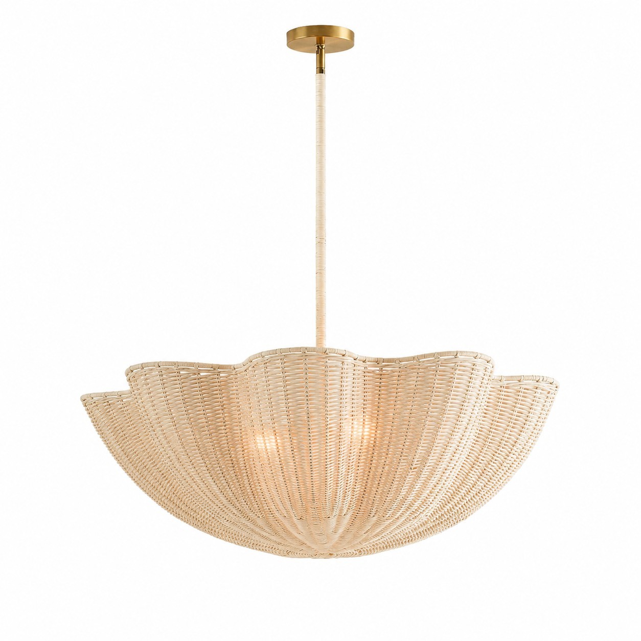 Daxter Bohemian Woven Rattan Scalloped Pendant Light