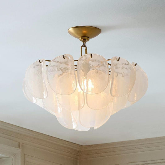 Pelagia Modern Textured Glass Flush Mount Ceiling Light
