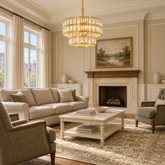 Gracie Luxurious Double Drum Crystal Chandelier