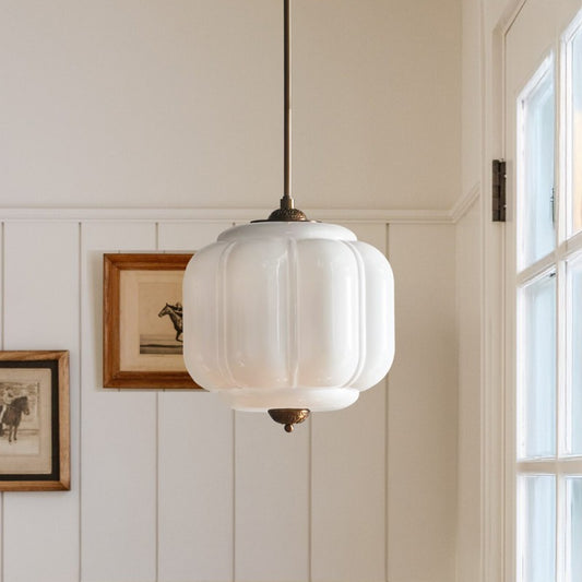 Cyrilith Vintage Milk Glass Oiled Brass Eloise Pendant light