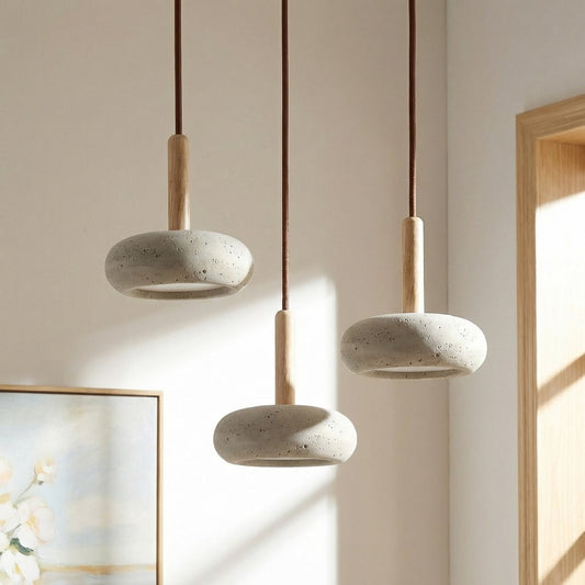 Carver Retro LED Travertine 3 Light Pendant Light