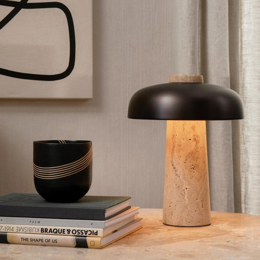 Salma Travertine Mushroom LED Table Lamp