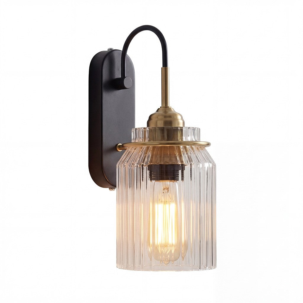 Hale Retro Cylinder Ribbed Glass Wall Sconce