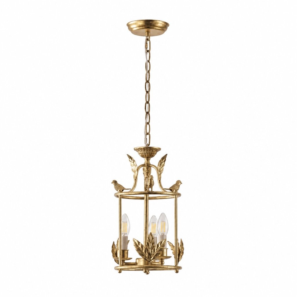 Bailee Vintage Decorative Leaf 3-Light Metal Lantern Pendant Light