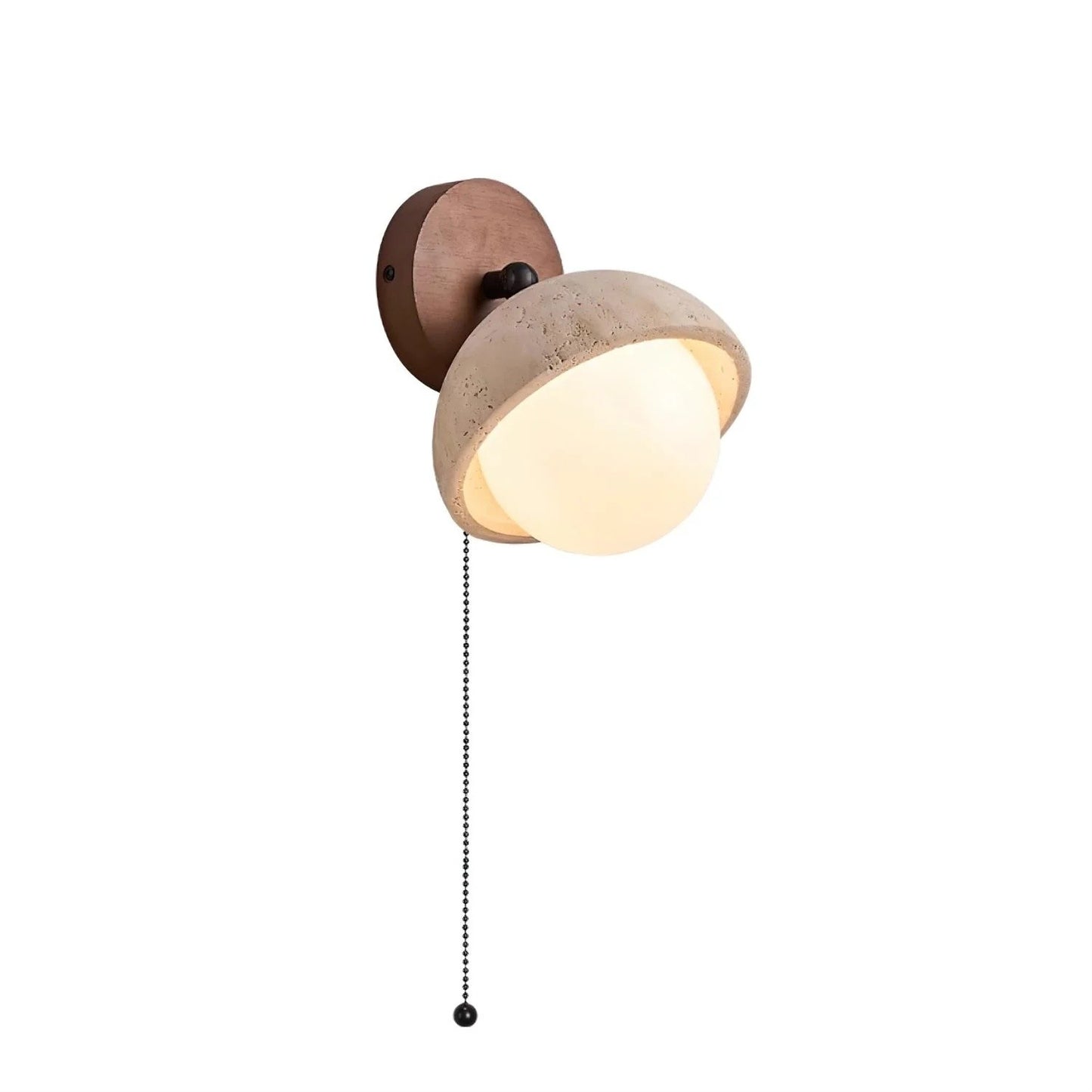 Hamnett Minimalist Natural Globe Travertine Wall Lamp