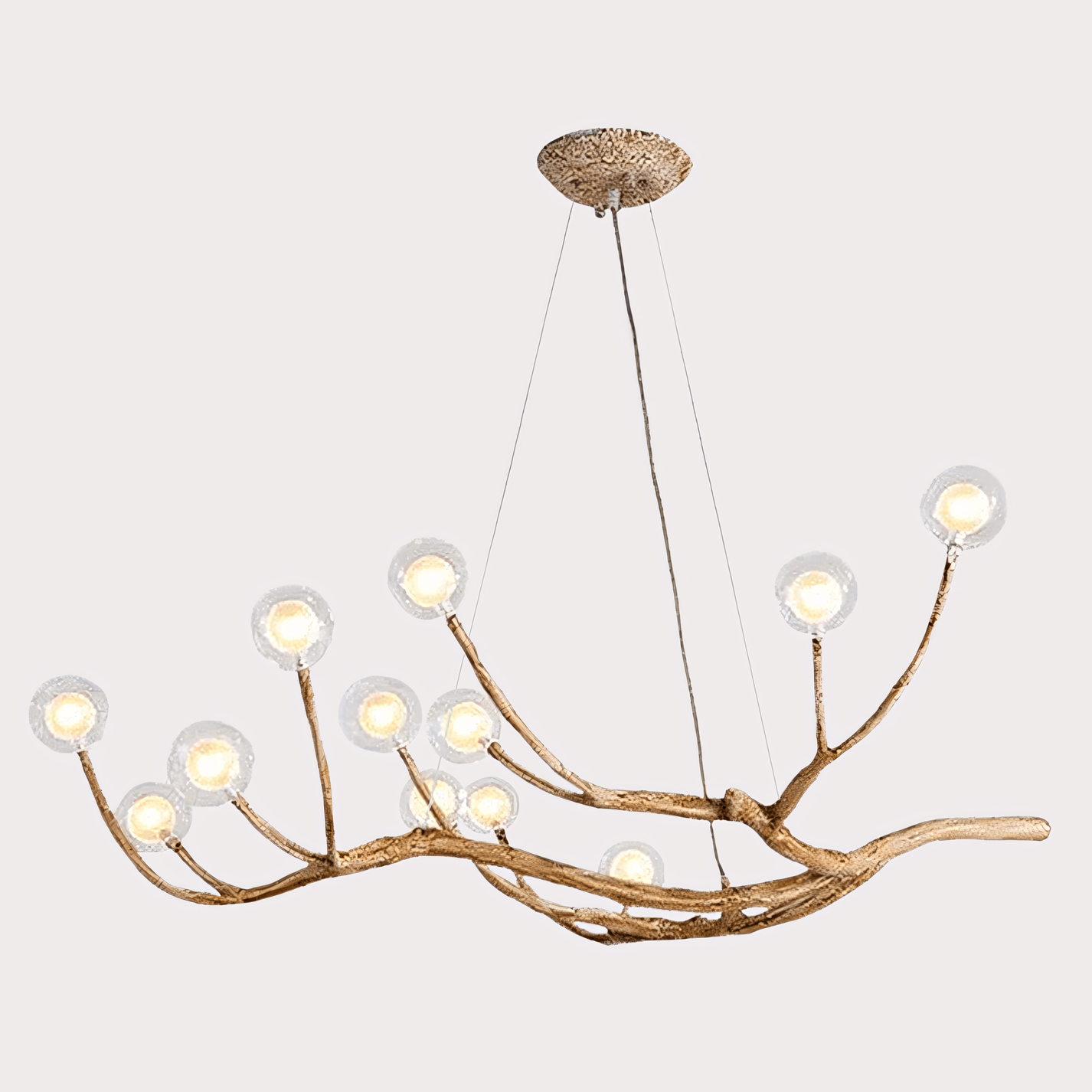 Damian Rustic Tree Branch Chandelier with Bubble Glass Lamp Shades