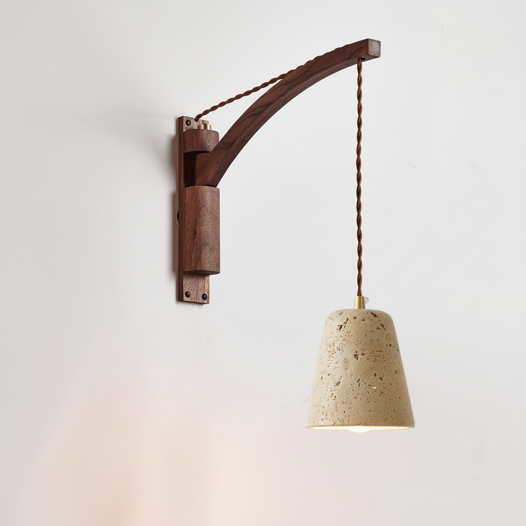 Josiah Modern Solid Wood Travertine Wall Lamp
