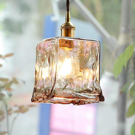 Cyralix Brass Coffee Water Ripple Glass Pendant Light