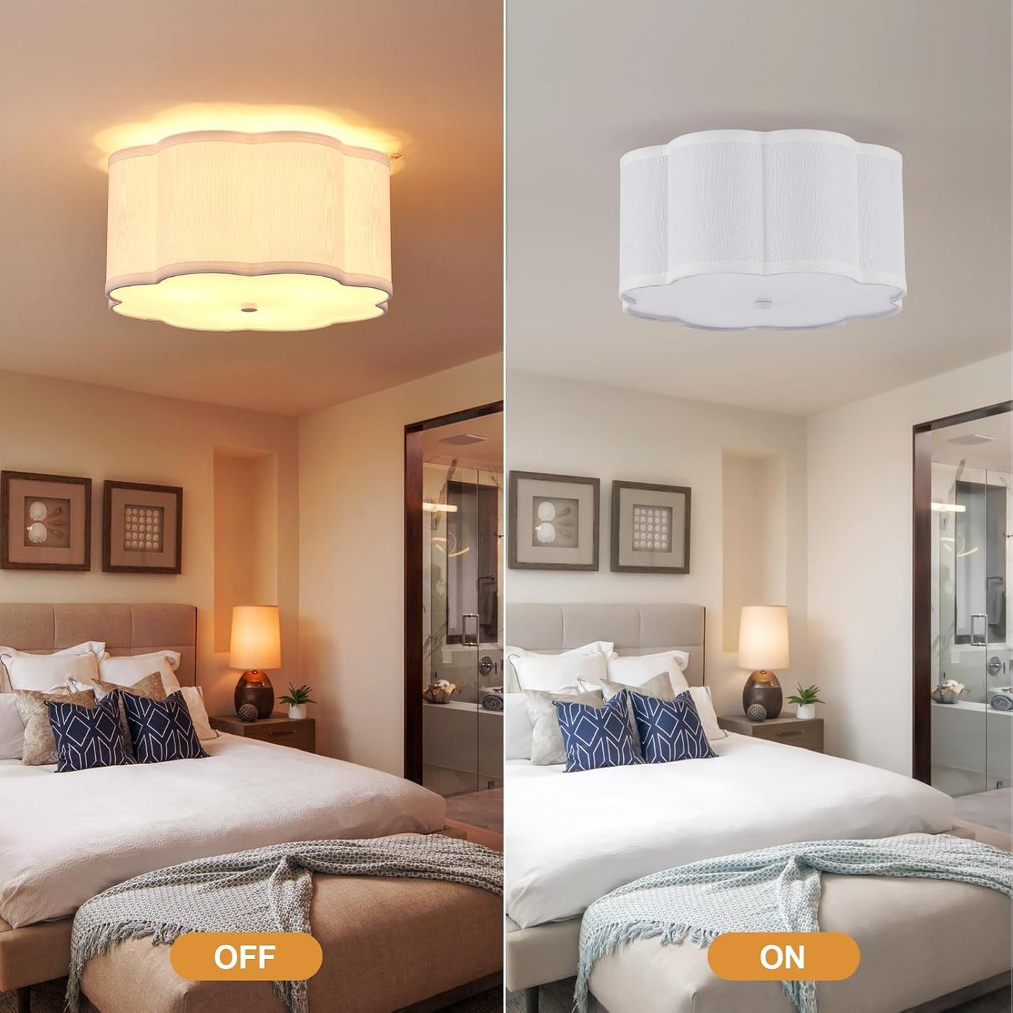 Halsey Fabric Floral Drum Shade Ceiling Light