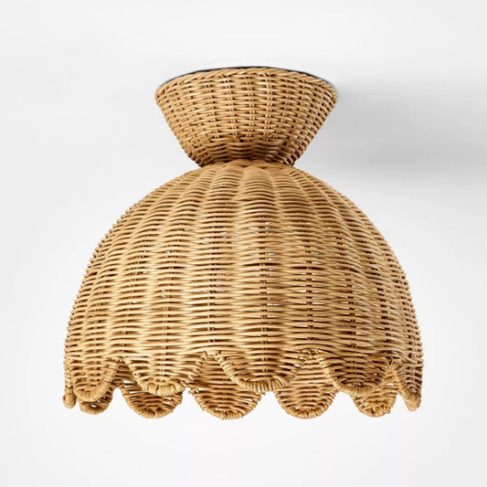 Robin Boho Style Woven Rattan Flower Ceiling Light