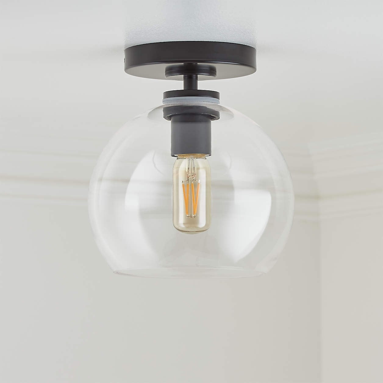 Pawson Minimalist Round Glass Brass Flush Mount Ceiling Light