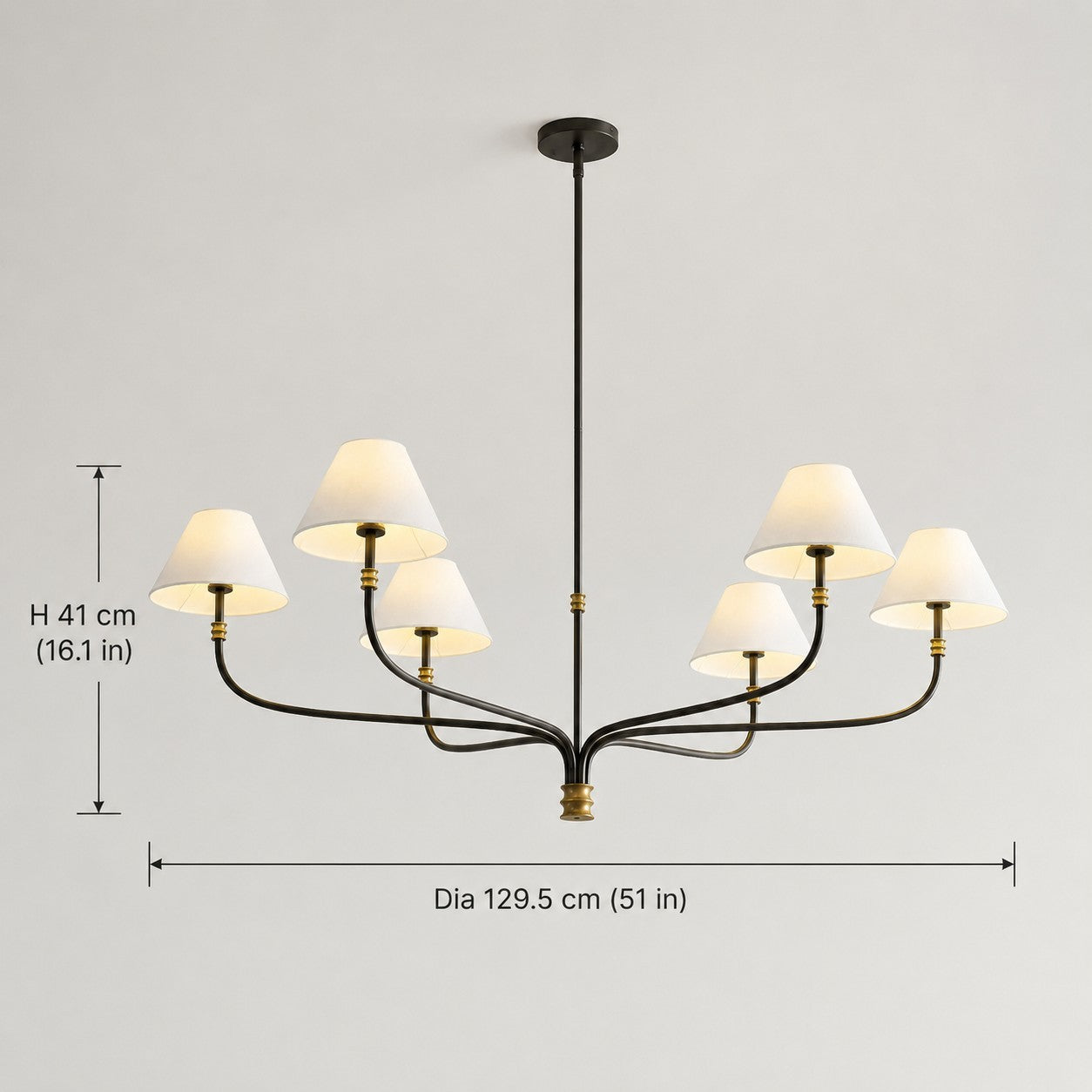 Ashlyn Modern 5/6 Light White Linen Conical Chandelier