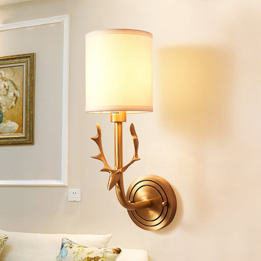 Akshara Farmhouse Brass Deer Head Wall Light