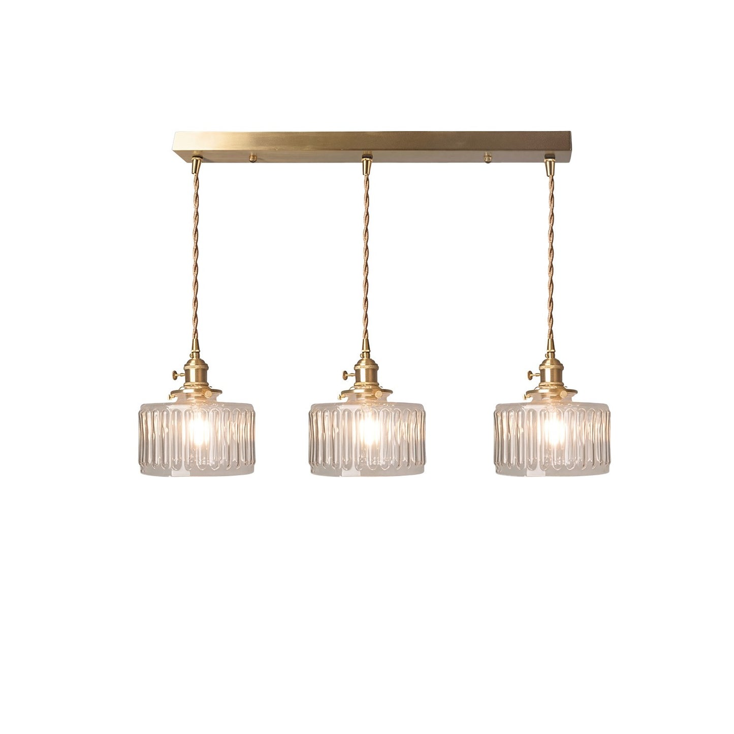 Zavier Vintage Cylinder Wave Pattern Glass Shade Pendant Chandelier