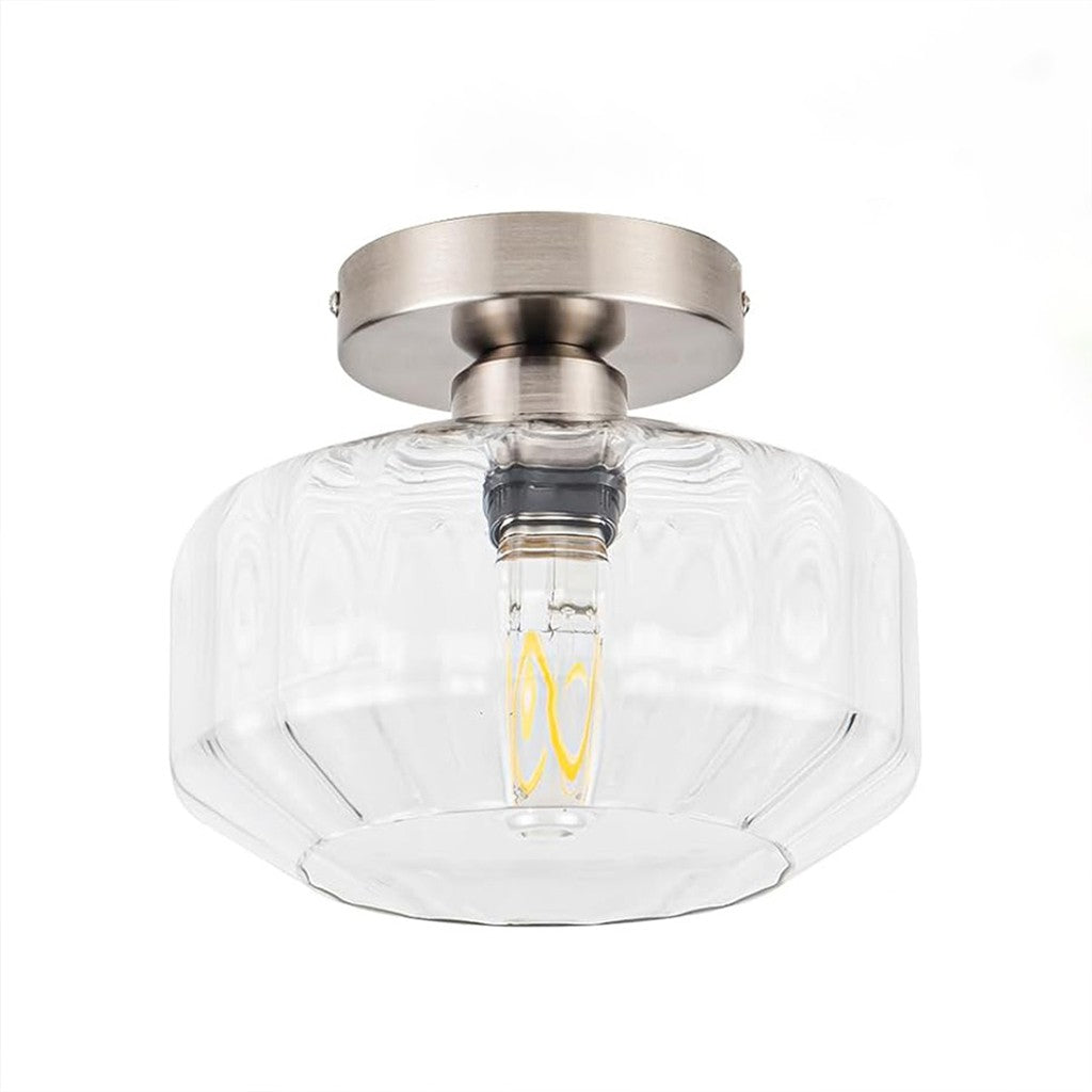 Ozma Stylish Wavy Glass Lantern Flush Mount Ceiling Light