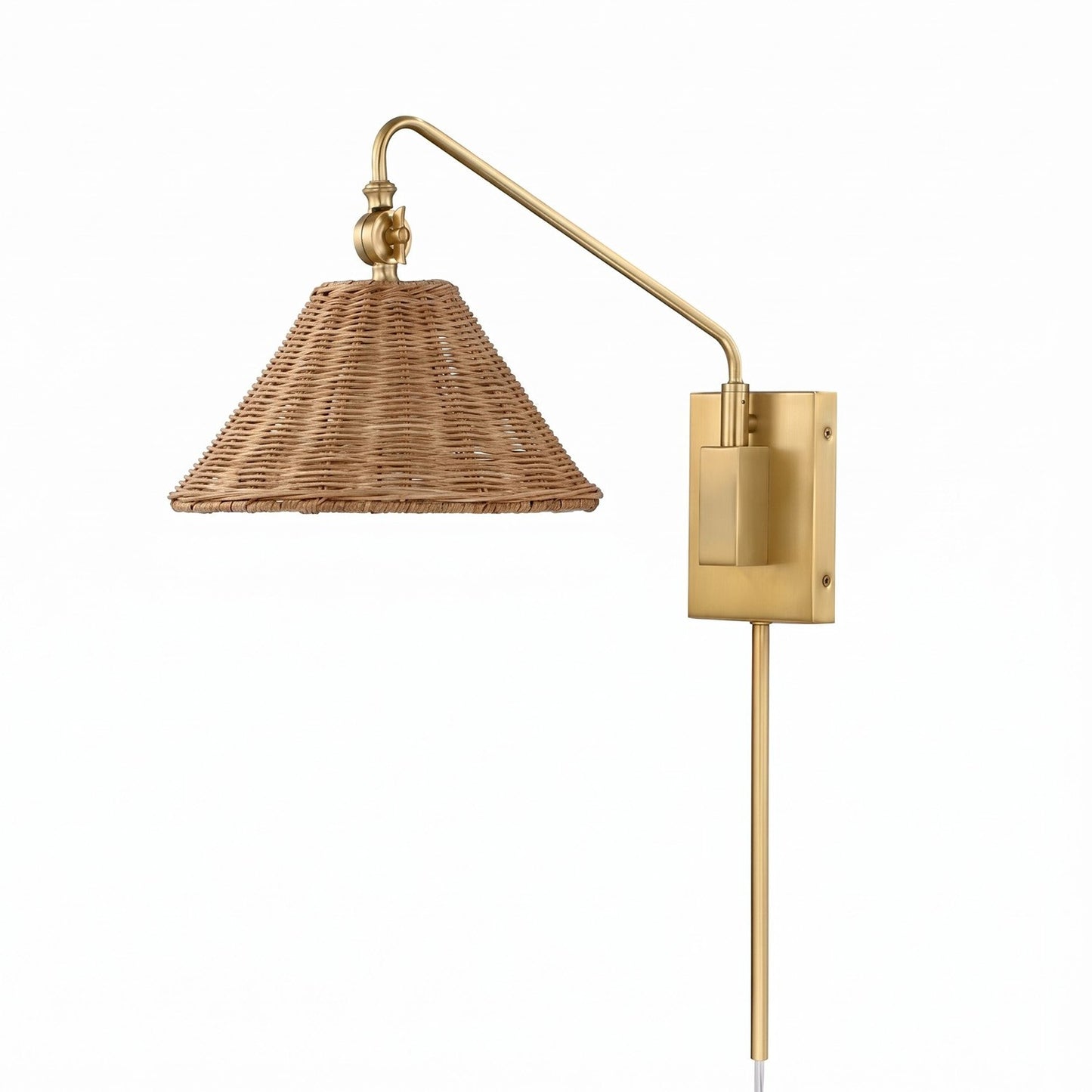 Novar Farmhouse Rattan Plug In Swing Arm Sconce(Set of 2)