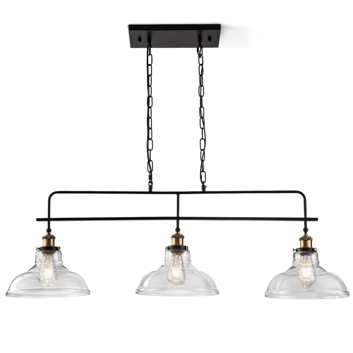 Bronte Industrial Metal 3 Lights Dome Glass Chandelier