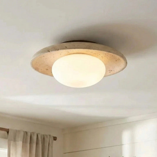 Solindra Modern Travertine Round Ceiling Light