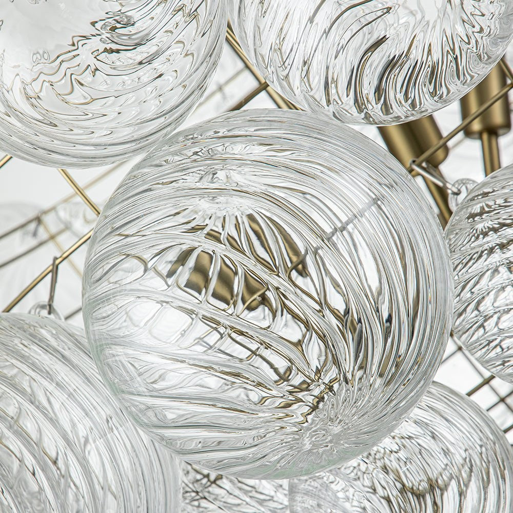 Quintessa Luxury Ribbed Glass Globe Cluster Bubble Chandelier