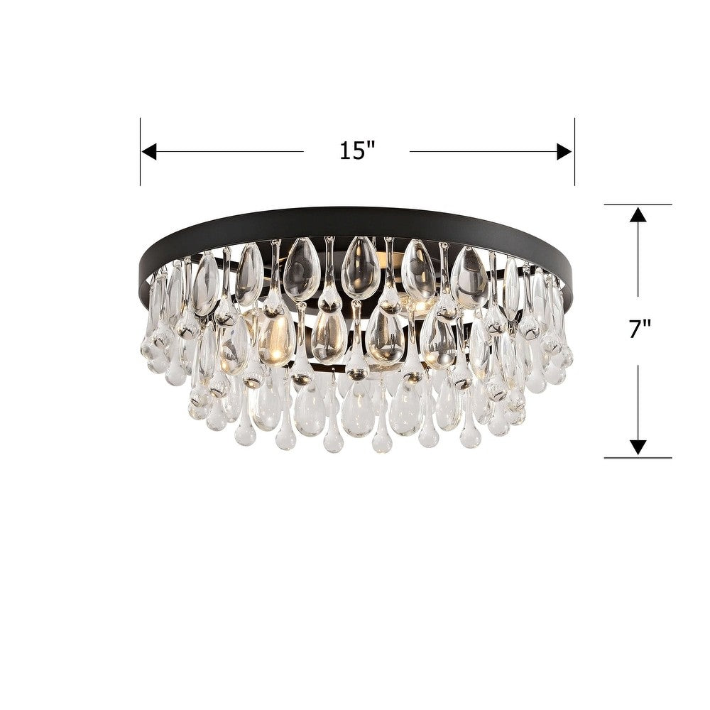 Thalassa Glass Teardrops Crystal Flush Mount Light