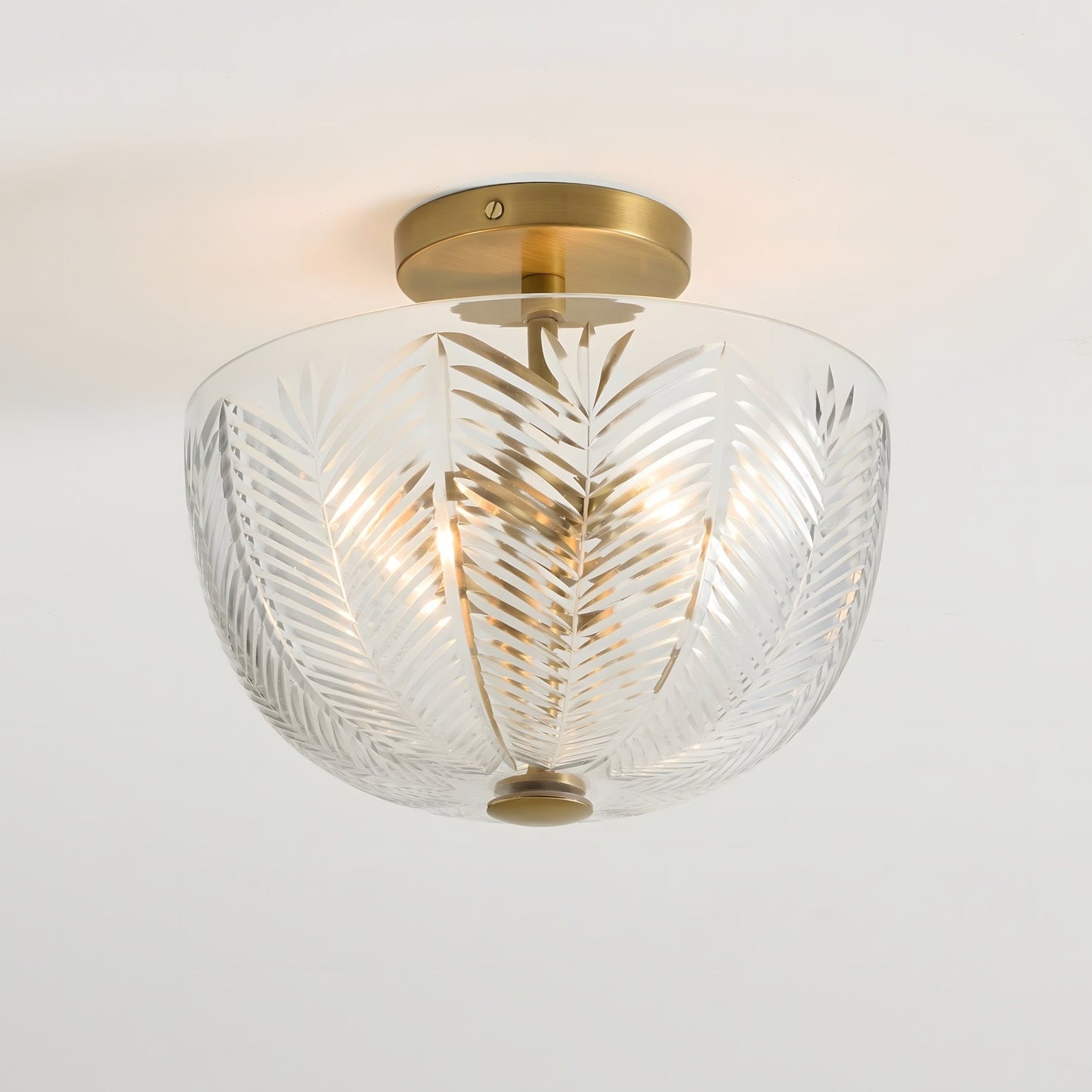 Danica Mid-century Glass Leaf Round Flush Mount Ceiling Light