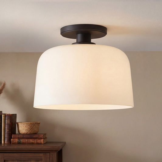 Hannahlee Minimalist Glass Semi Flush Mount Ceiling Light