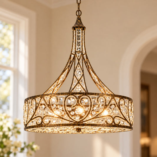 Audenor Retro Crystal Drum Chandelier