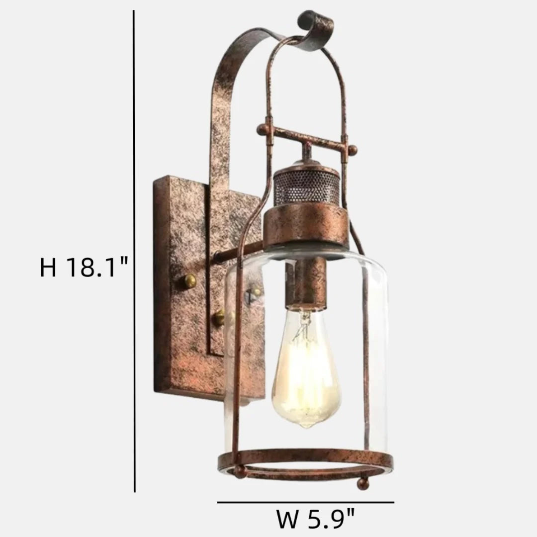 Corwin Industrial Metal Glass Jar Wall Sconce
