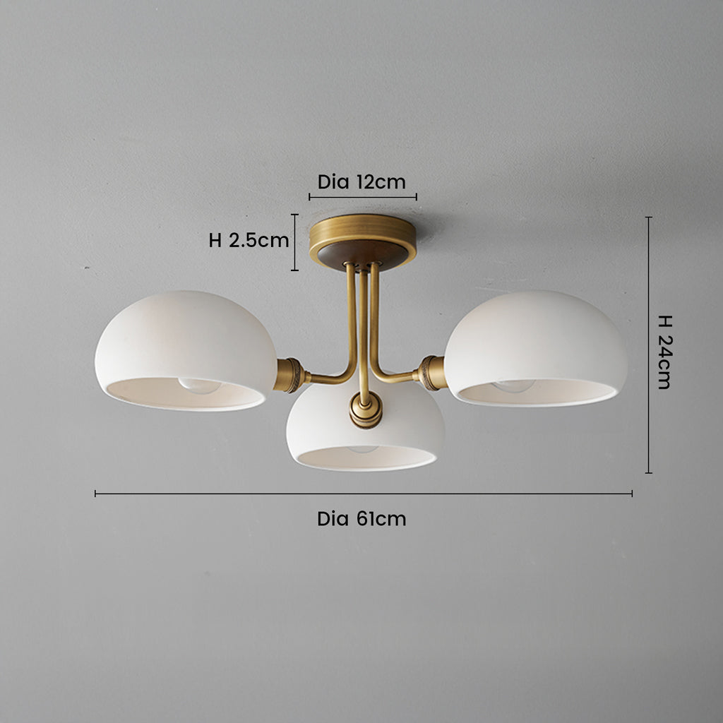 Theonis Farmhouse Brass Ceramic Ceiling Light