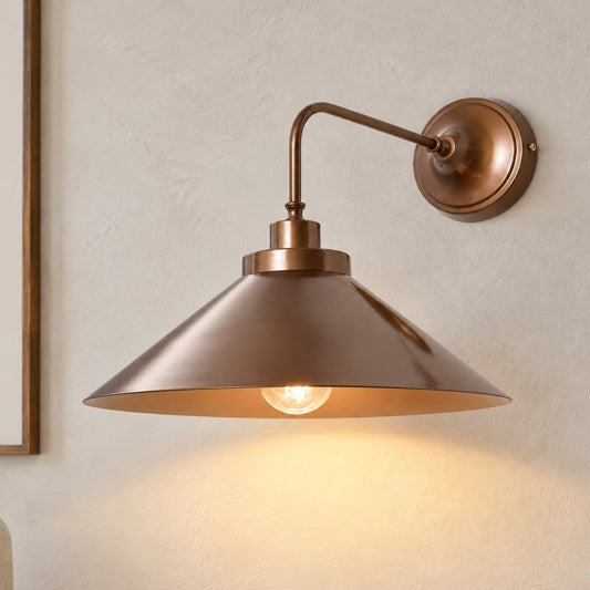 Galilea Industrial Antique Brass Conical Wall Light