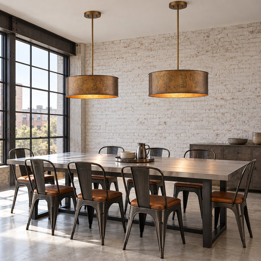 Zanthe 4 Light Vintage Industrial Iron Drum Chandelier