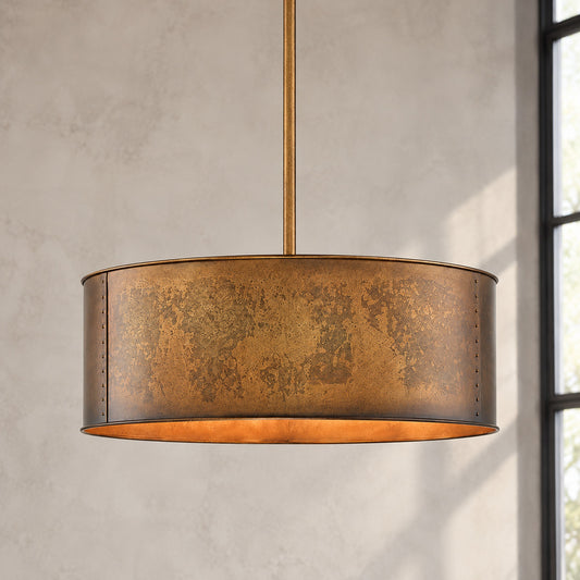 Zanthe 4 Light Vintage Industrial Iron Drum Chandelier