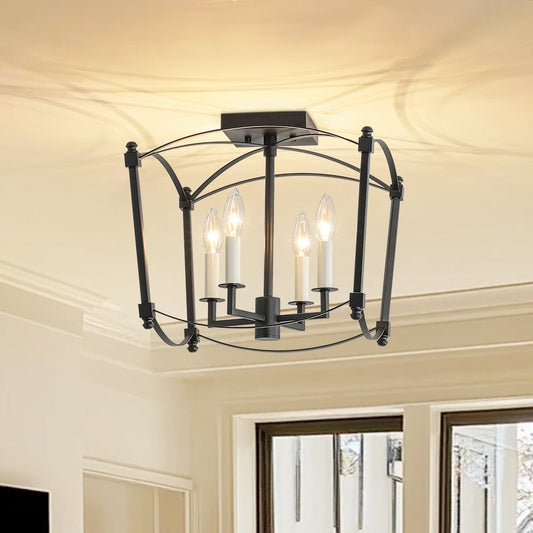 Celeste Retro 4 Light Open Frame Lantern Cage Ceiling Light