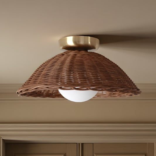 Allyson Farmhouse Rattan Flush Mount Ceiling Light