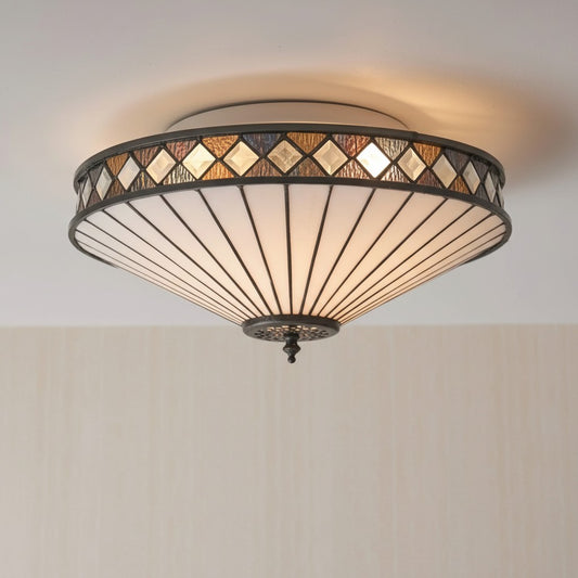 Calypso Tiffany Glass Dimmable Ceiling Light
