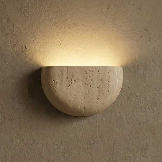 Farlan Wabi-Sabi Travertine Semi-Circular Wall Light