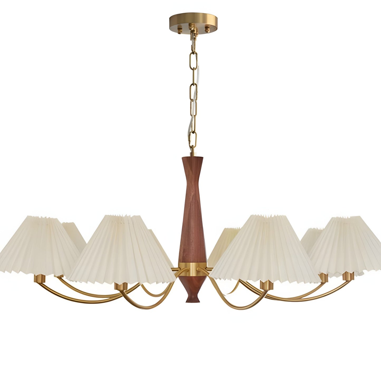 Axel Rustic Pleated Shade Wood Chandelier