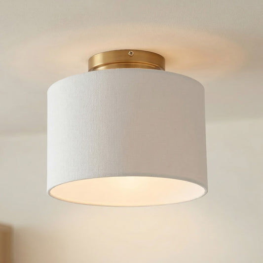 Kaethe Fabric Drum Shade Semi Flush Mount Light