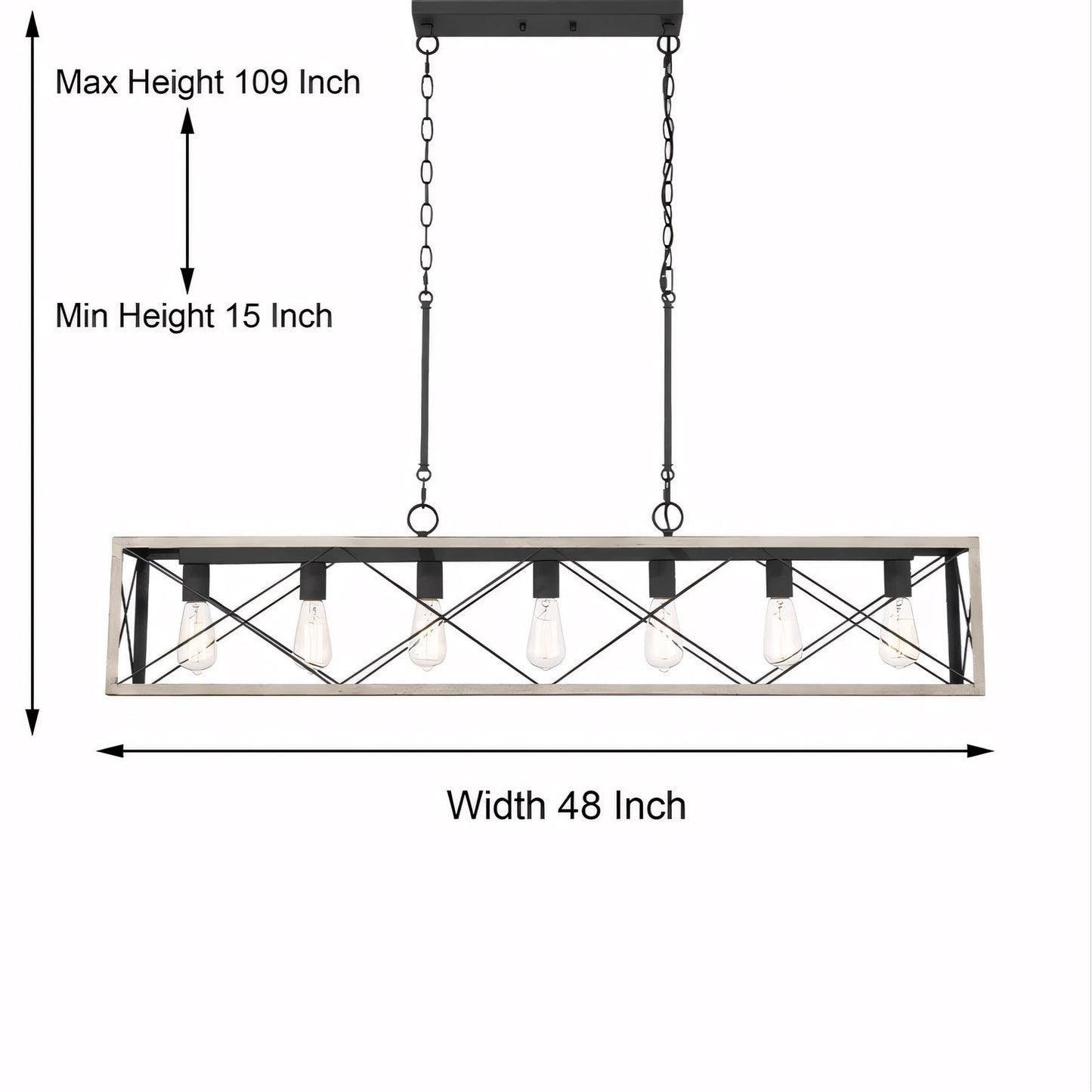 Wrylor Farmhouse 7 Light Steel Rectangle Chandelier