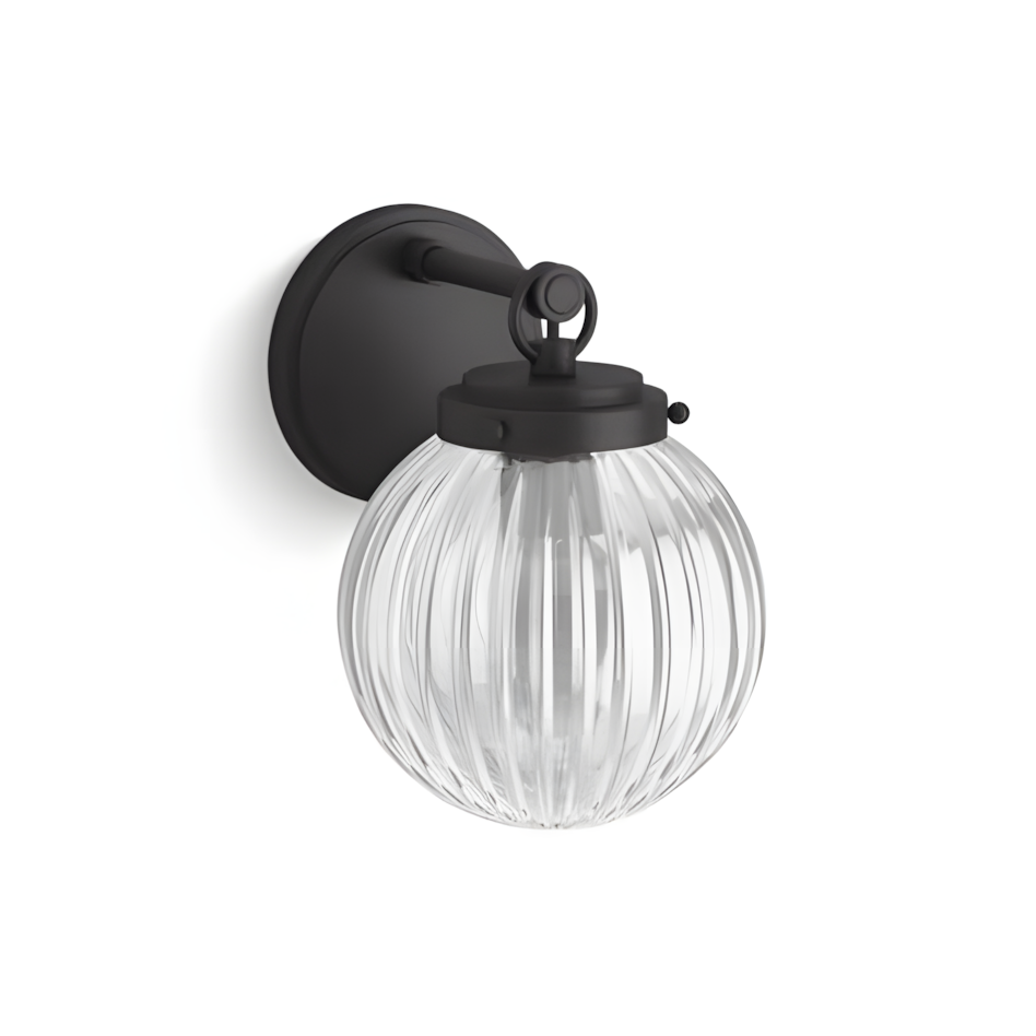 Briar Rustic Cooper Ribbed Glass Globe Sconce