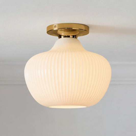 Naiad Rustic Sculptural Ribbed Glass Flush Ceiling Light