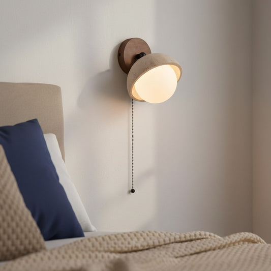 Hamnett Minimalist Natural Globe Travertine Wall Lamp