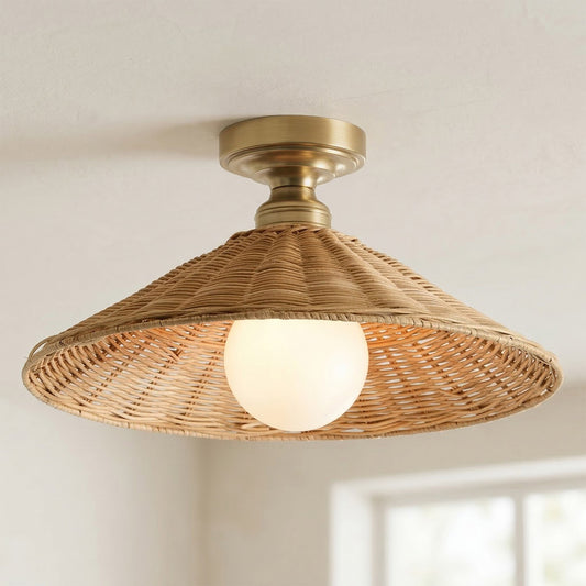 Blisaa Farmhouse Conical Rattan Ceiling Light