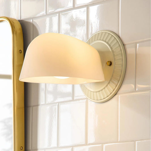 Pyrvyn Mid-Century Modern Milk Glass Shade Wall Sconce