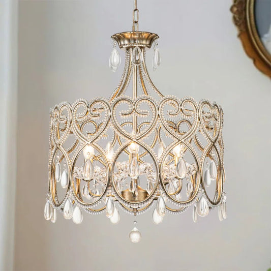 Neve Luxury French Antique Crystal Drum Chandelier