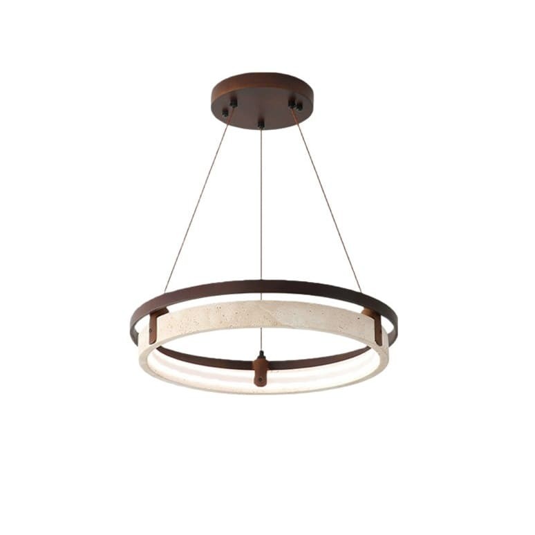 Hendricks Wabi-Sabi Travertine Circular LED Pendant Light