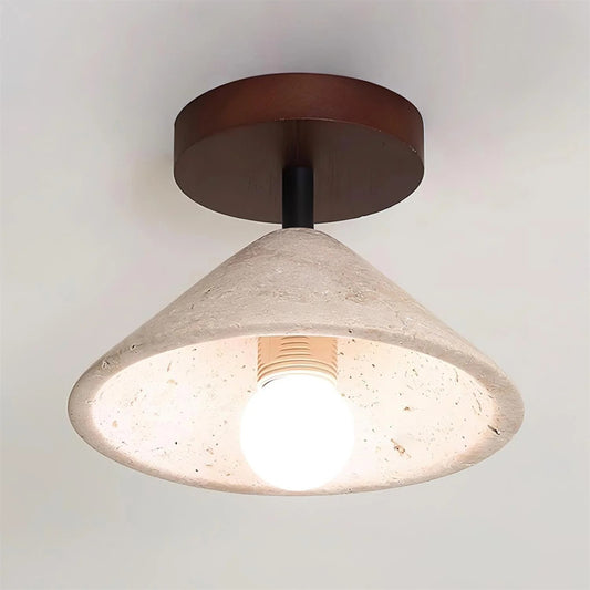 Katharine Minimalist Cone Shade Travertine Ceiling Lamp