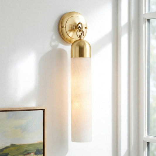 Morgan Minimalist Cylindrical Glass or Alabaster Wall Light